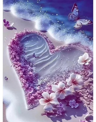 Image de Kit de peinture diamant - Avec des strass carrés pour une image complète - Fleur de plage rose - 30x40 cm