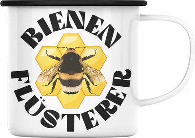 Produktbild von Trendation - Imker Geschenke Emaille Tasse Bienenzucht Emaille Emaille Tasse Geschenkideen Bienenzüchter Bienen Zuebhör Geschenke Lustig (Schwarz)