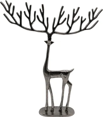 Immagine prodotto di Rudi renna decorazione natalizia alluminio, argento antico H 43 cm, 38 x 8,5 cm