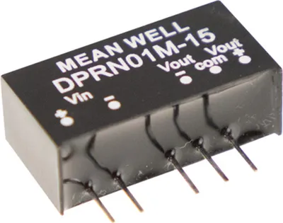 Produktbild von MEANWELL DPRN01N-15, DC DC-Wandler, 24:+ -15V + -34mA 1W