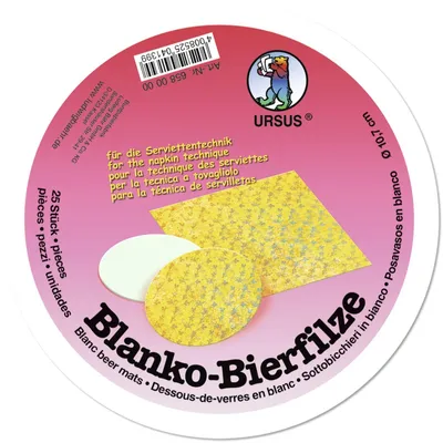 Produktbild von URSUS Bierfilze blanko rund 10,7cm 25 Stück