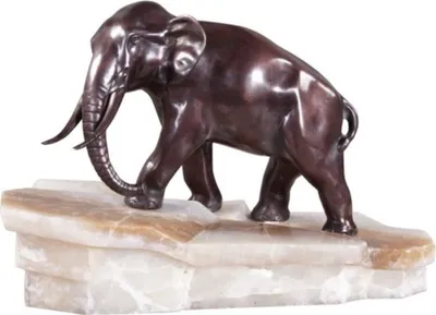 Produktbild von Casa Padrino Luxus Bronzefigur Elefant auf Marmorsockel Bronze / Weiß 44 x 19 x H. 30 cm - Luxus Qualität