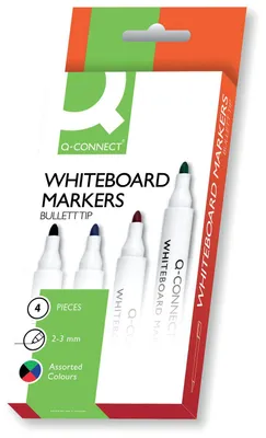 Zdjęcie produktu dla Q-CONNECT KF26038, 4 szt., Czarny, Niebieski, Zielony, Czerwony, Końcówka pędzlowa, Wielobarwny, Biały, Okrągły
