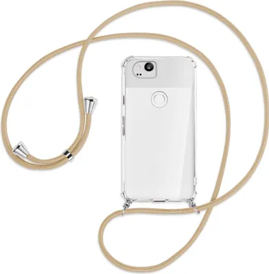 Produktbild von Handykette Backcover-Schutzhülle mit Band (Metall silberfarben) für Google Pixel 2 XL - caramel