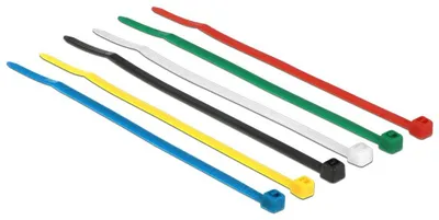 Produktbild von DeLOCK 18627, Nylon, Schwarz, Blau, Grün, Rot, Transparent, Gelb, 100 mm, 2,5 mm, 100 Stück(e)