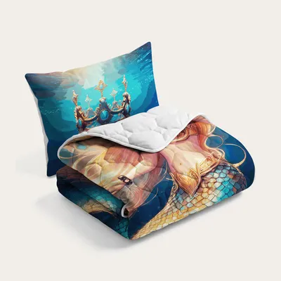 Produktbild von HappyBed - Bettdecke für das ganze Jahr 140x200 cm - Waschbare Bettdecke ohne Bezug - Bedruckte Bettdecke ohne Bezug - Bettwäsche - mermaid