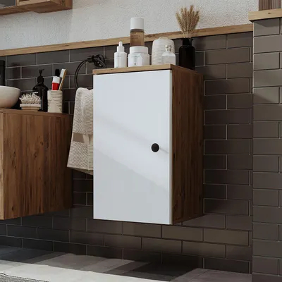 Produktbild von Skye Decor, Moderne Badezimmerkommode 100% MDF, Atlantik-Kiefer & Weiß, 35x60x30