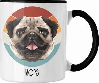 Produktbild von Trendation - Mops Besitzer Tasse Geschenk Lustiger Spruch Geschenkidee Mops Mama Papa (Schwarz)