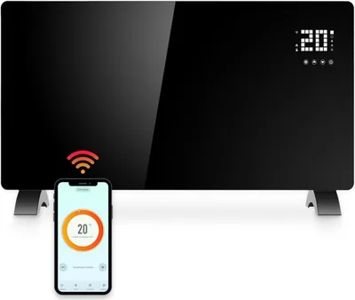 Produktbild von Gologi Elektrische Heizung - Konvektorheizung mit Thermostat - Steuerbar über App und Touch-Bedienung - Für Räume bis zu 25m² - 2000W - Schwarz