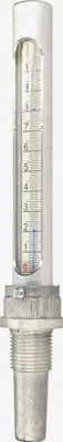 A close-up studio shot of a thermometer with a threaded base.