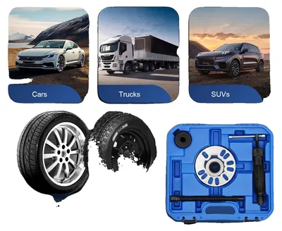 Imagen del producto de Kit para la extracción de rodamientos de buje hidráulico, con una capacidad de carga de 10 toneladas, diseño duradero, color azul