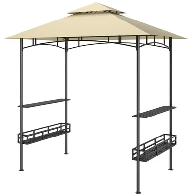 Image de Pavillon de barbecue – Tente de barbecue d'extérieur | Couleur : Marron | Dimensions : 150 x 240 x 257 cm