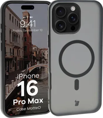 Produktbild von Bizon Case MatteO Apple iPhone 16 Pro Max transparent mit schwarzem Rahmen