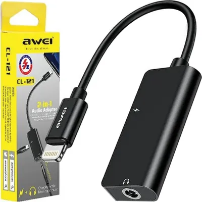 Image de Awei Adapter Cl-121 Lightning/Jack 3.5 2W1 Black/Black
