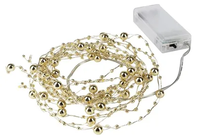 LED-Lichtschnur, 40 warmweiße LEDs, goldene Kugeln, 125 cm