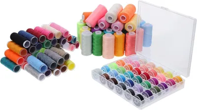Produktbild von Nähgarnset mit 111 Polyesterfäden, Spulen und Spulenhaltern für Stickerei und Bekleidungsgestaltung