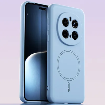 Produktbild von Magnetische Handyhülle für Honor Magic7, MagSafe kompatible, Flüssig Silikon Stoßfest Kratzfest Hülle Blau