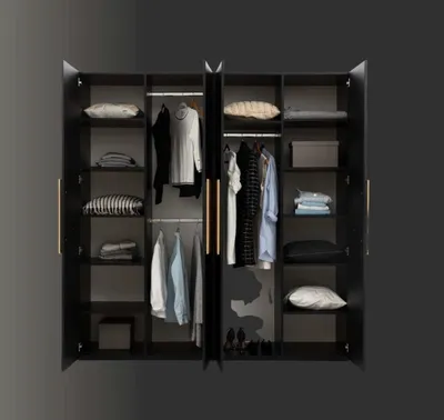 Produktbild von Kleiderschrank Grau Luxus Holz Schlafzimmer Schrank Design Garderobenschrank