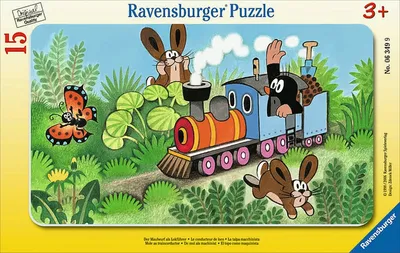 Produktbild von 15 Teile Ravensburger Kinder Rahmen Puzzle Der Maulwurf als Lokführer 06349