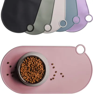 Imagen del producto de Alfombrilla de silicona, impermeable, de 49 x 25 cm, antideslizante, para gatos y perros pequeños