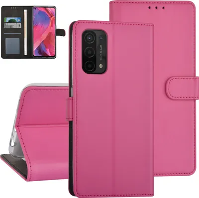 Produktbild von Oppo A74 5G & Oppo A54 5G Book type case - Card holder - Magnetic closure - Hot Pink