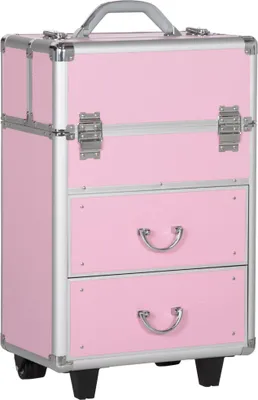 Obrázek produktu pro Kosmetický kufřík - vozík na kolečkách - profesionální - polyester - 36 × 23 × 58 cm - růžový