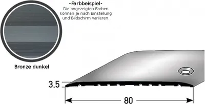 Produktbild von Übergangsprofil "Leopoldsburg" / Übergangsschiene / 80 mm, Typ: 350 (Aluminium eloxiert, mittig gebohrt / selbstklebend)-bronze dunkel-1000-seitlich gebohrt