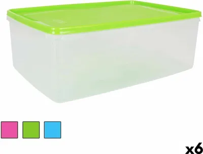 Obrázek produktu pro BigBuy Obdélníkový box na svačinu s obdélníkovým víkem 8 L 36 x 24,5 x 13 cm (6 kusů)