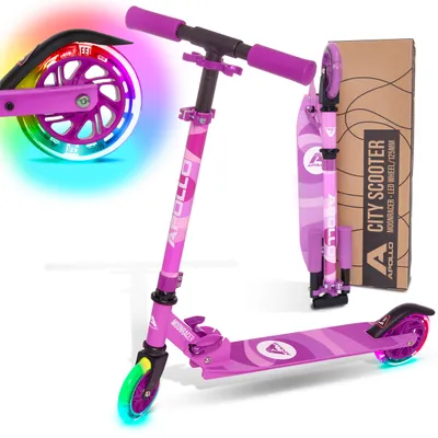 Zdjęcie produktu dla Apollo Scooter LED – „Moonracer” hulajnoga miejska dla dzieci z amortyzacją - fioletowa