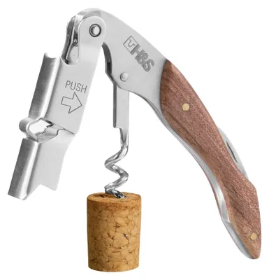Produktbild von H&S Edelstahl Korkenzieher Wein - 3in1 Kellnermesser Profi - Weinmesser Korkenzieher Holz - Weinöffner mit Sommelier Messer - Weinöffner