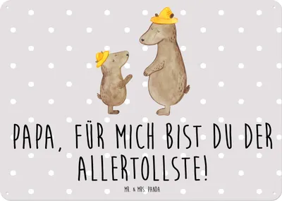 Produktbild von Mr. & Mrs. Panda Wandbild Bären mit Hut DIN A5 - Grau Pastell - Geschenk, Magnetschild, Schild, Vatertag, Vater, Familie, Muttertag, tafel, wandtafel, Türschild