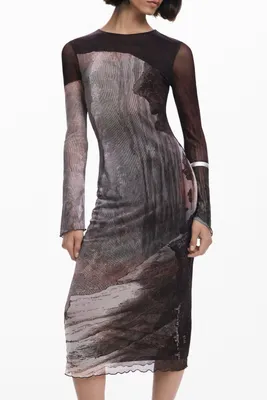 Immagine prodotto di Desigual Damen Langes Kleid In Braun