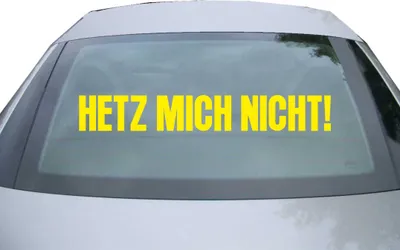 Produktbild von Indigos UG - Aufkleber Heckscheibe & Motorklappe DE2316 - gelb - 600x85 mm - Hetz mich nicht! - Auto Scheiben Fenster Heckklappe Tuning Racing JDM - Die cut