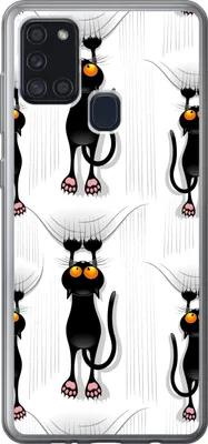Produktbild von MuchoWow® Handyhülle Schutzhülle Hülle für Telefoonhoesje Samsung Galaxy A21s Muster - Katze - Schwarz - Jungen - Mädchen - Kinder - Kinder Silikon Softcase Handy Hülle - Hartschale