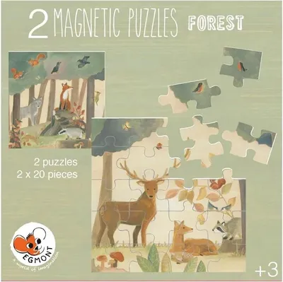 Immagine prodotto di Libro puzzle magnetico foresta, con 2 puzzle