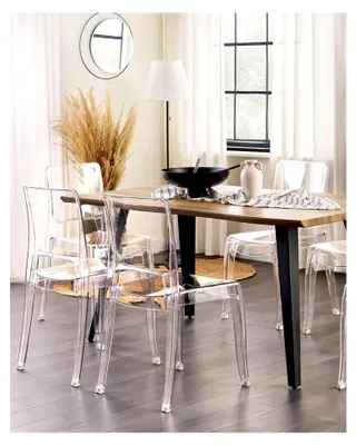 Produktbild von 2er-Set Esszimmerstühle Transparent Kunststoff Rückenlehne ohne Armlehnen Glänzend