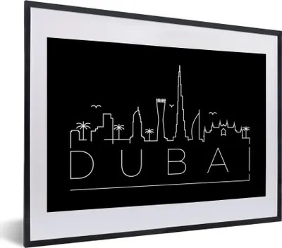 Produktbild von MuchoWow® MuchoWow® Gerahmtes Poster Skyline "Dubai" schwarz 40x30 cm - Poster mit zchwarzem Bilderrahmen - Bilderrahmen - Poster im Rahmen