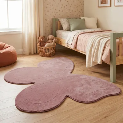 Zdjęcie produktu dla Volero - Zmywalny dywan dziecięcy – Coco Motyl Ciemnoróżowy - 140x170cm
