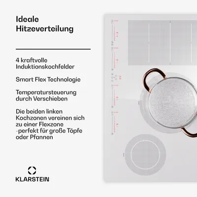Produktbild von Klarstein Induktionskochfeld 4 Platten, Glaskeramik-Induktionskochfeld mit 4 Kochfelder, 7200 W Induktionskochfeld, Herd mit Touch-Control & Überhitzungsschutz, Effizientes Glaskeramikkochfeld