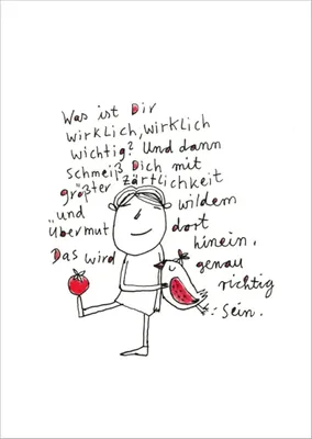 Produktbild von Postkarte Karindrawings "Was ist Dir wiklich, wirklich wichtig?"