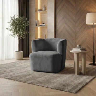 Produktbild von BEAUTYSOFA | Sessel NORI Velours Dunkelgrau – Komfortsessel Loungesessel Relaxsessel mit Armlehnen, Wohnzimmer, Schlafzimmer