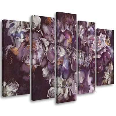 Produktbild von 5-teiliges leinwandbild irisblüte 200x100 cm Feeby rosa wandbild bereit zum aufhängen