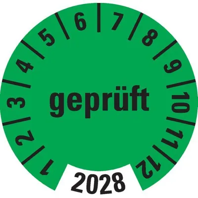 Produktbild von Dreifke® Prüfplakette  2028, grün, Dokumentenfolie, selbstklebend, Ø 3...