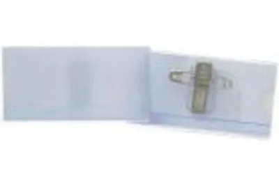 Immagine prodotto di Badge portanome AVERY con spilla ondulata, 75 x 40 mm trasparente, in materiale privo di PVC, chiusura con