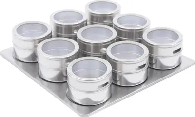 Obrázek produktu pro Sada kořenek, magnetické sklenice na koření, odolná nerezová ocel, stříbrná