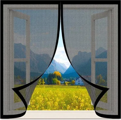 Immagine prodotto di Zanzariera automatica - Tenda antinsetti - A chiusura magnetica automatica - 142x94 cm - Nero