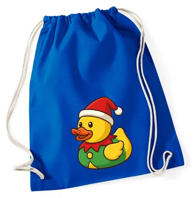 Produktbild von Huuraa Turnbeutel Quietscheente Wichtel Gummiente Elfe 12 Liter Bright Royal Baumwolle Rucksack Geschenkidee