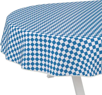 Produktbild von Tischdecke oldscool Karo Blau Oval 240x140cm mit Band-Kante Wachstuch abwaschbar