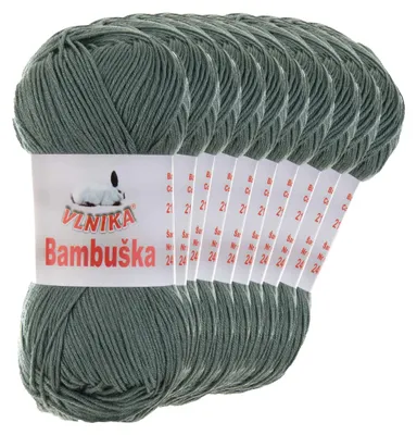 10 x 50g Häkelgarn Bambuska Sommergarn Strickgarn Baumwolle Viskose unifarben, 21 graugrün