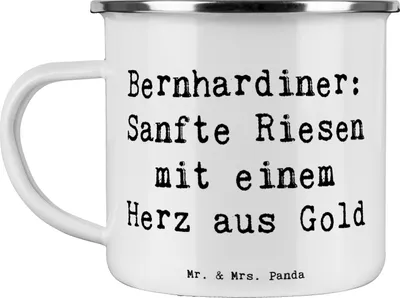 Produktbild von Mr. & Mrs. Panda Haferl Spruch Bernhardiner Herz - Weiß - Geschenk, Therapiehunde, Hunderassen Pflege, loyale Begleiter, Beschreibung, genial, Hunderasse, Teetasse, Pott